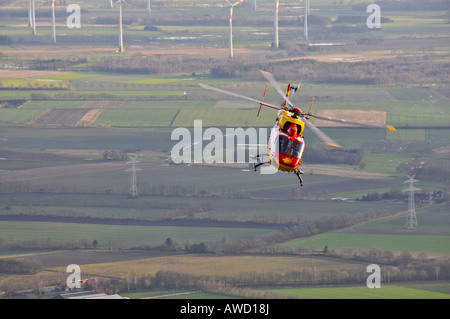 Eurocopter Medicopter BK 117 in flight Stock Photo