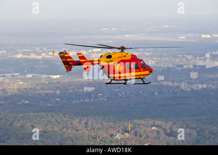 Eurocopter Medicopter BK 117 in flight Stock Photo