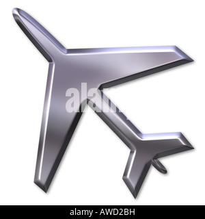 3d silver airplane Stock Photo