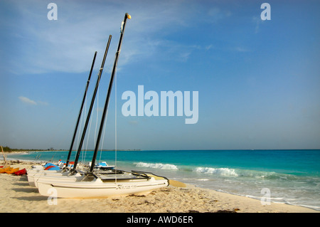 Sailboats on the beach of Cayo Largo, Cuba, Americas Stock Photo