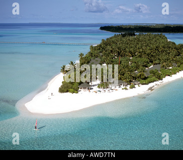 Holiday Island, aerial photograph, South Male Atoll, Maldives, Indian Ocean Stock Photo