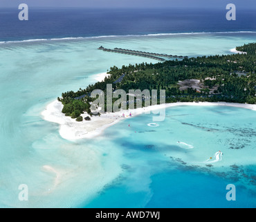 Sun Island, Nalaguraidhoo, aerial photograph, Ari Atoll, Maldives, Indian Ocean Stock Photo