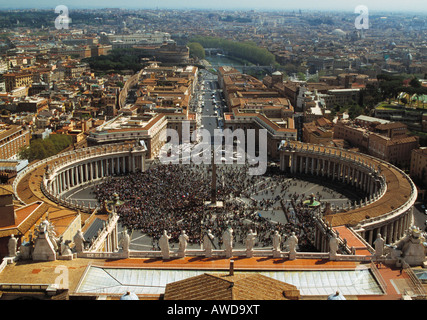 View on St. Peters square (Piazza San Pietro) from St. Peter Cathedral, Rome, Italy Stock Photo