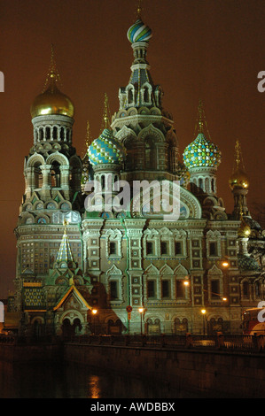 Saviours church at night, St. Petersburg, Russia Stock Photo