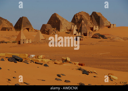 Pyramids, Meroe, Sudan, Africa Stock Photo