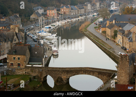 The Port of Dinan viewed from Le Jardin Anglais in Vieux Dinan Stock Photo