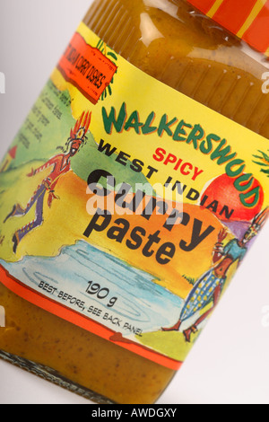 West Indian food cooking curry paste sauce jar Stock Photo