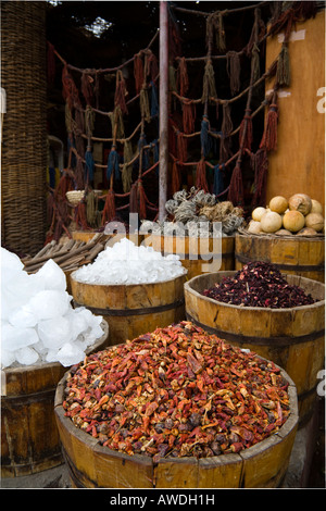 Dried peppers and chillies for sale in market stall Naama Bay Sharm el Sheikh Red Sea Sinai Egypt Stock Photo
