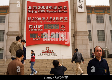 Countdown to the Olympic Games in 2008, Beijing, People's Republic of China Stock Photo