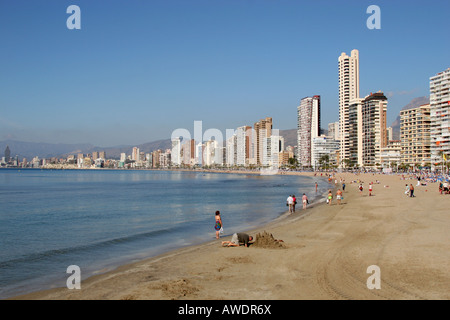Sea front on Levante beach in the new town of Benidorm in Spain. Stock Photo