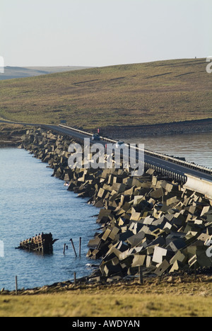 dh 2nd Churchill Barrier CHURCHILL BARRIERS ORKNEY Cars crossing Holm Sound antisubmarine defenses scapa flow world war 2 causeway island scotland