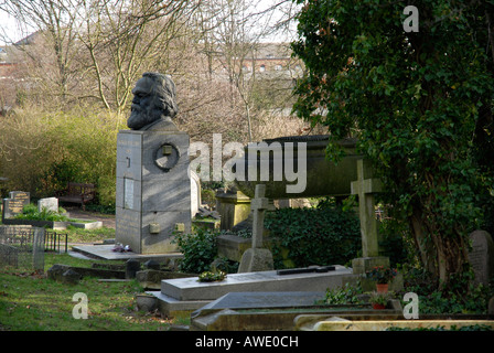 Grave of Karl Marx at Highgate Cemetery, London, UK Stock Photo