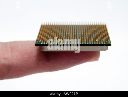 Computer processor detail close up in man hand Stock Photo