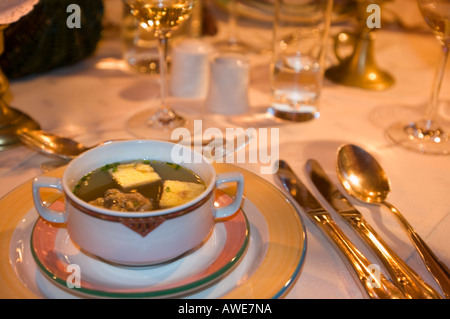 Dinner is served laid table MEAL supper dinner candle light candlelight  candlelight   dinner elegance Tablesetting Stock Photo