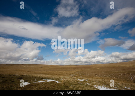 Blue cloudy sky, Stonesdale moor, Yorkshire dales. England Stock Photo