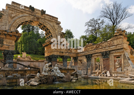 Roman Ruin (erected 1778) in the park at Schoenbrunn Palace, Vienna, Austria, Europe Stock Photo