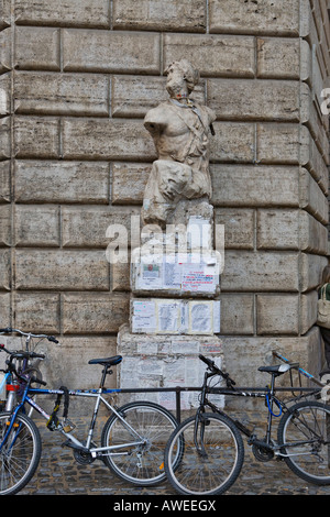 Pasquino, one of the Talking Statues of Rome at Palazzo Braschi, Rome, Italy, Europe Stock Photo