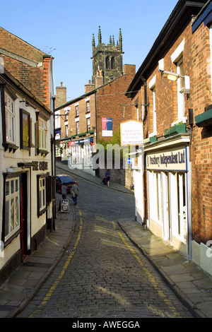 England Cheshire Macclesfield Castle Street with St Michaels church Stock Photo