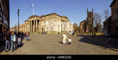 England Cheshire Macclesfield Town Hall St Michaels Church panoramic Stock Photo