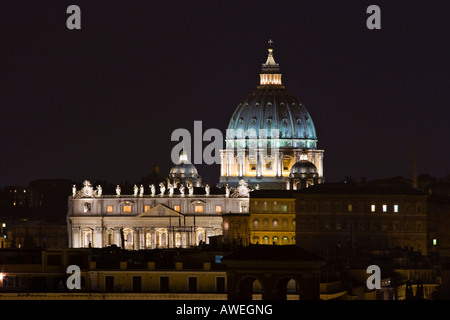 St. Peter's Basilica seen at night from Pincian Hill, Rome, Italy, Europe Stock Photo