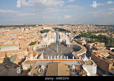 View of the city and St. Peter's Square as seen from the dome of St. Peter´s Basilica, Rome, Italy, Europe Stock Photo