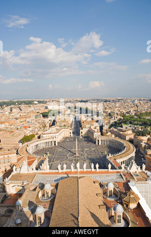 View of the city and St. Peter's Square as seen from the dome of St. Peter´s Basilica, Rome, Italy, Europe Stock Photo