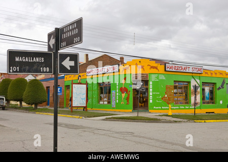 Souvenir shop, Puerto Natales, Patagonia, Chile, South America Stock Photo