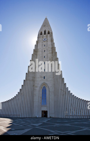 Hallgrimskirkja (Hallgrímur's Church), Reykjavik, Iceland, Atlantic Ocean Stock Photo