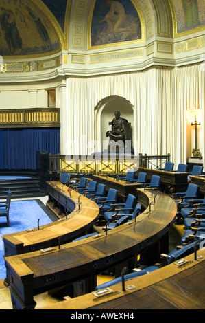 The interior legislative chamber of the Manitoba Government in Winnipeg, Manitoba Canada. Stock Photo