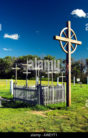 The historic Metis cemetery at Batoche Saskatchewan Canada Stock Photo