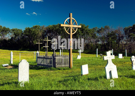 The historic Metis cemetery at Batoche Saskatchewan Canada Stock Photo