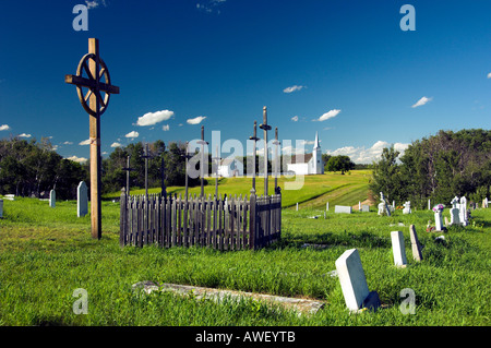 The historic Metis cemetery at Batoche Saskatchewan Canada Stock Photo