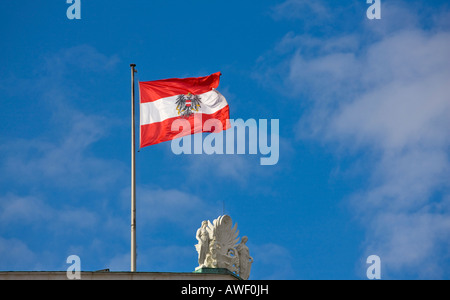 Austrian flag on the roof of the parliament building, Vienna, Austria, Europe Stock Photo