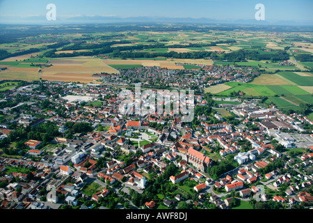 Aerial view of Altoetting, Upper Bavaria, Bavaria, Germany, Europe Stock Photo