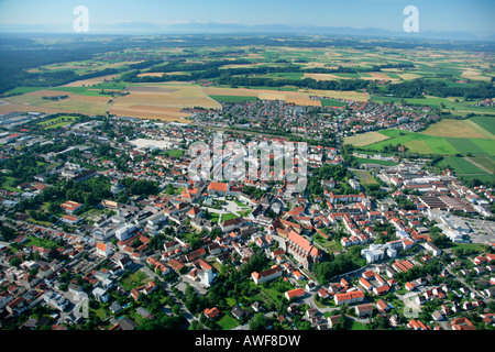 Aerial view of Altoetting, Upper Bavaria, Bavaria, Germany, Europe Stock Photo