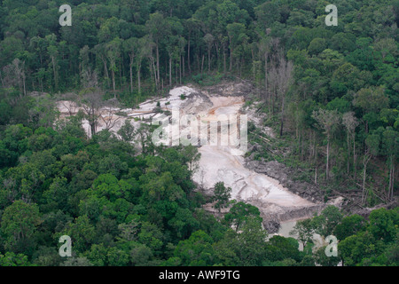 Aerial shot, mining in the rainforest, Guyana, South America Stock ...