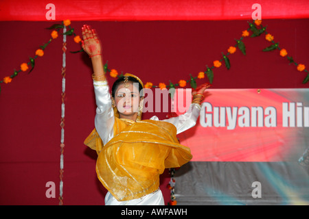 Traditional Indian dancer at a Hindu Festival, Georgetown, Guyana, South America Stock Photo