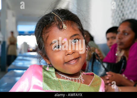 Portrait of a young girl of Indian ethnicity at a Hindu Festival in Georgetown, Guyana, South Amerika Stock Photo