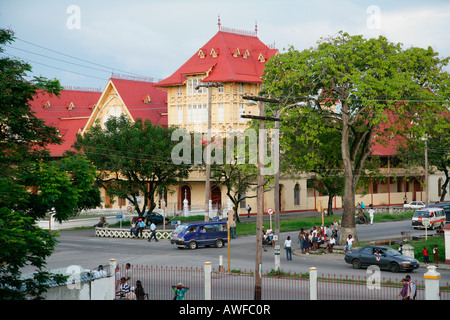 Street scene, colonial house in Georgetown, Guyana, South America Stock Photo