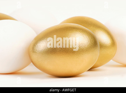Golden and white Easter eggs Stock Photo