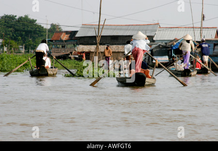 Taxi boats on the main Mekong Delta waterway Stock Photo