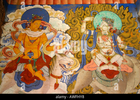 A bhutanese painting to decorate monasteries, Bhutan Stock Photo