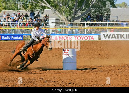 Horizontal Barrel Racing at the Rodeo Stock Photo - Alamy