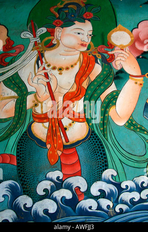 A bhutanese painting to decorate monasteries, Bhutan Stock Photo