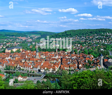 Panoramic shot of Hannoversch Muenden, Weserbergland, Lower Saxony, Germany, Europe Stock Photo