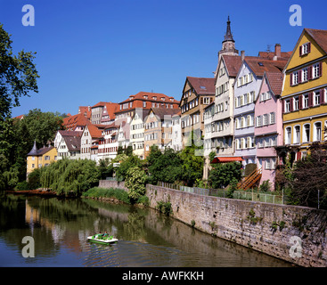 Historic facades along the Neckar River in Tuebingen am Necker, Baden-Wuerttemberg, Germany, Europe Stock Photo