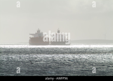 dh Shipping SCAPA FLOW ORKNEY Oil tankers fuel transferring tanker two ships transportation scotland vessels Stock Photo