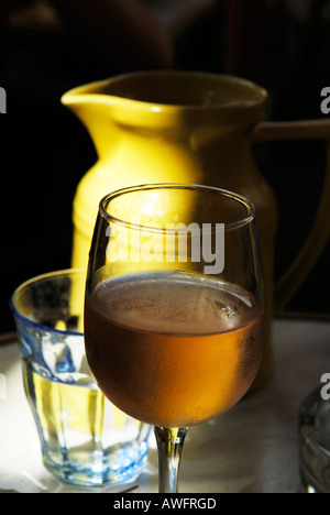 Vin Gris and yellow water Carafe Stock Photo