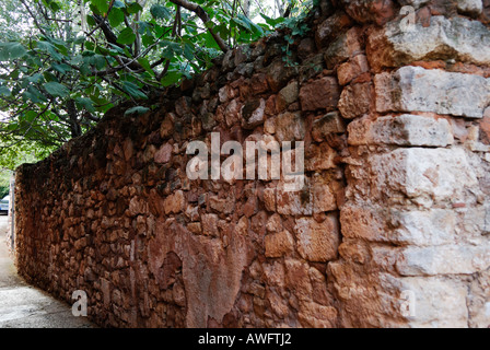 ancient red stone wall in Roussillon, Provence, France Stock Photo
