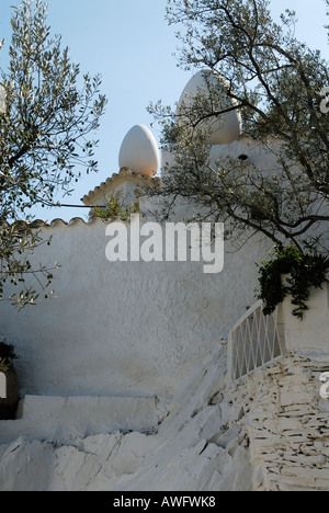 Eggs on wall of patio of the cups at the house of  surrealist painter Salvador Dali Stock Photo